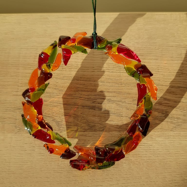Fused Glass Autumn Wreath