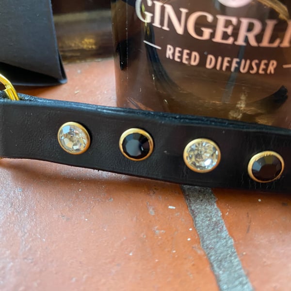 Keyring Italian leather and crystal