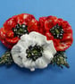 RED & WHITE POPPY BROOCH Poppy Pin Red Wedding Lapel Flower HANDMADE HANDPAINTED - Image 3