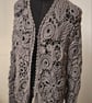 Grey Crochet Cardigan – Irish Lace Style, Handmade, Size 16Handmade Grey Irish L