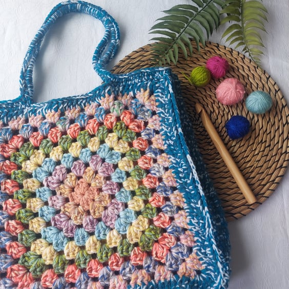 Perfectly Imperfect Crochet Jumbo Granny Square Tote Bag 