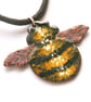 Bumble Bee Pendant - in Stripes of Golden Yellow and Black Enamels - Image 2