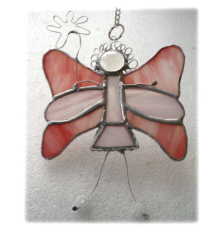 Fairy Angel Suncatcher Stained Glass Pink 024