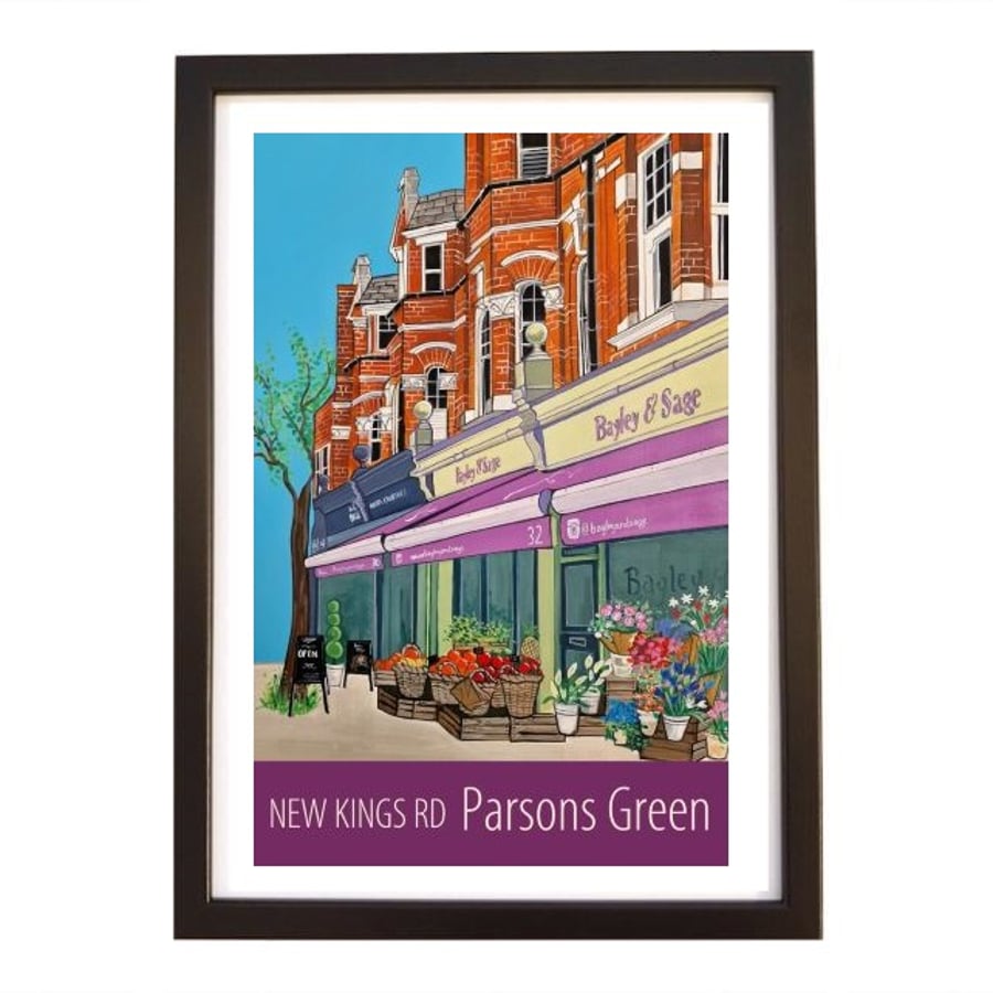 Parsons Green New Kings Road travel poster print by Susie West