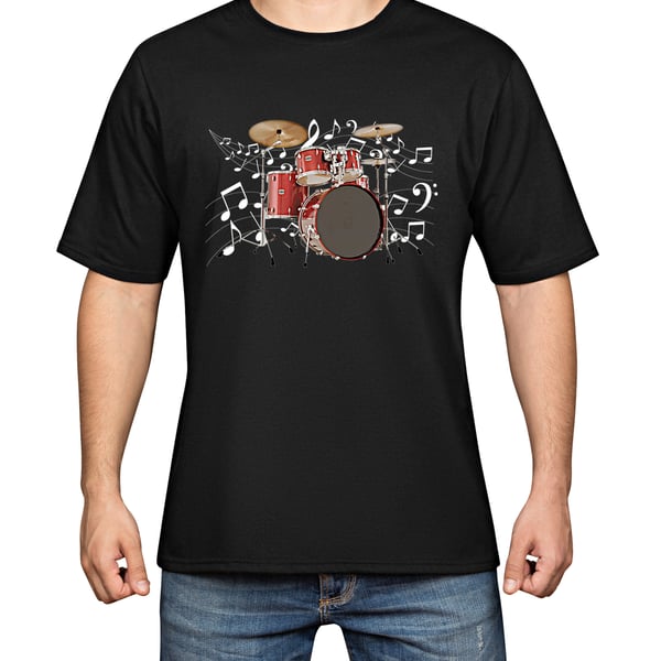 Drum Kit T Shirt, Drummers T Shirt, Men’s Drum Kit Top, Cotton T Shirt,