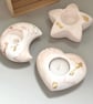  Heart Moon or Star Tea Light Holder - Handmade Candle Holder - Gold Detail - Image 4