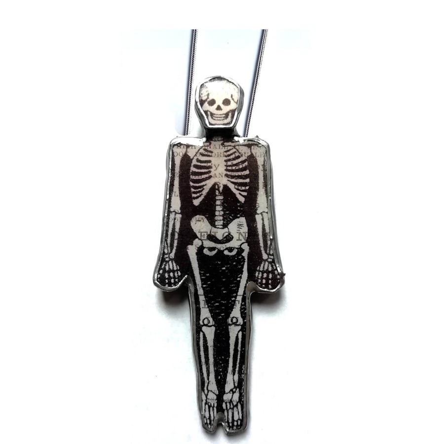 Large Skeleton Goth Halloween Spooky Resin Necklace by EllyMental