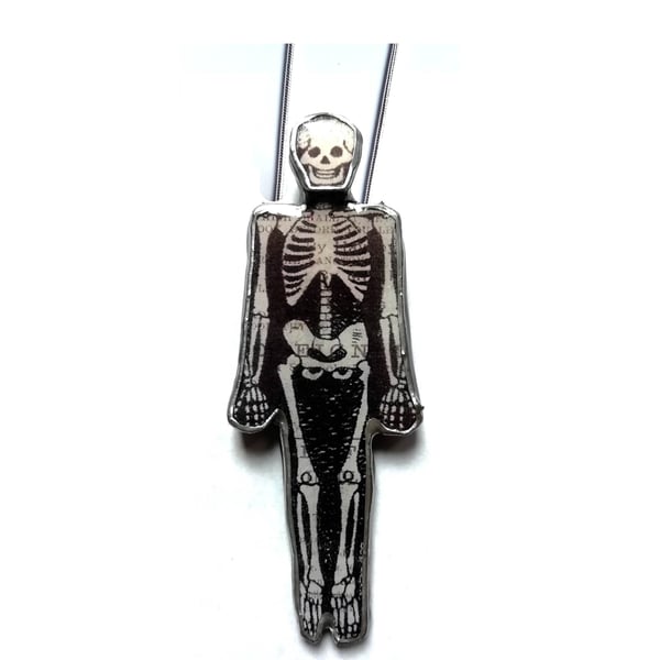 Large Skeleton Goth Halloween Spooky Resin Necklace by EllyMental