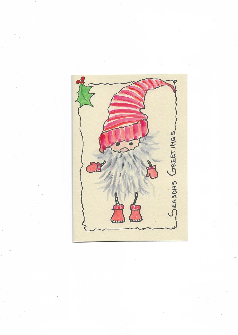 Christmas Scandinavian Tomte Gonk Gnome blank Card. 