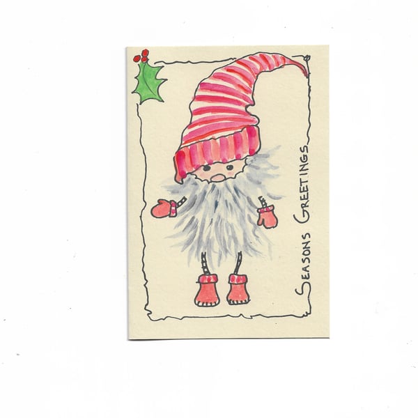 Christmas Scandinavian Tomte Gonk Gnome blank Card. 