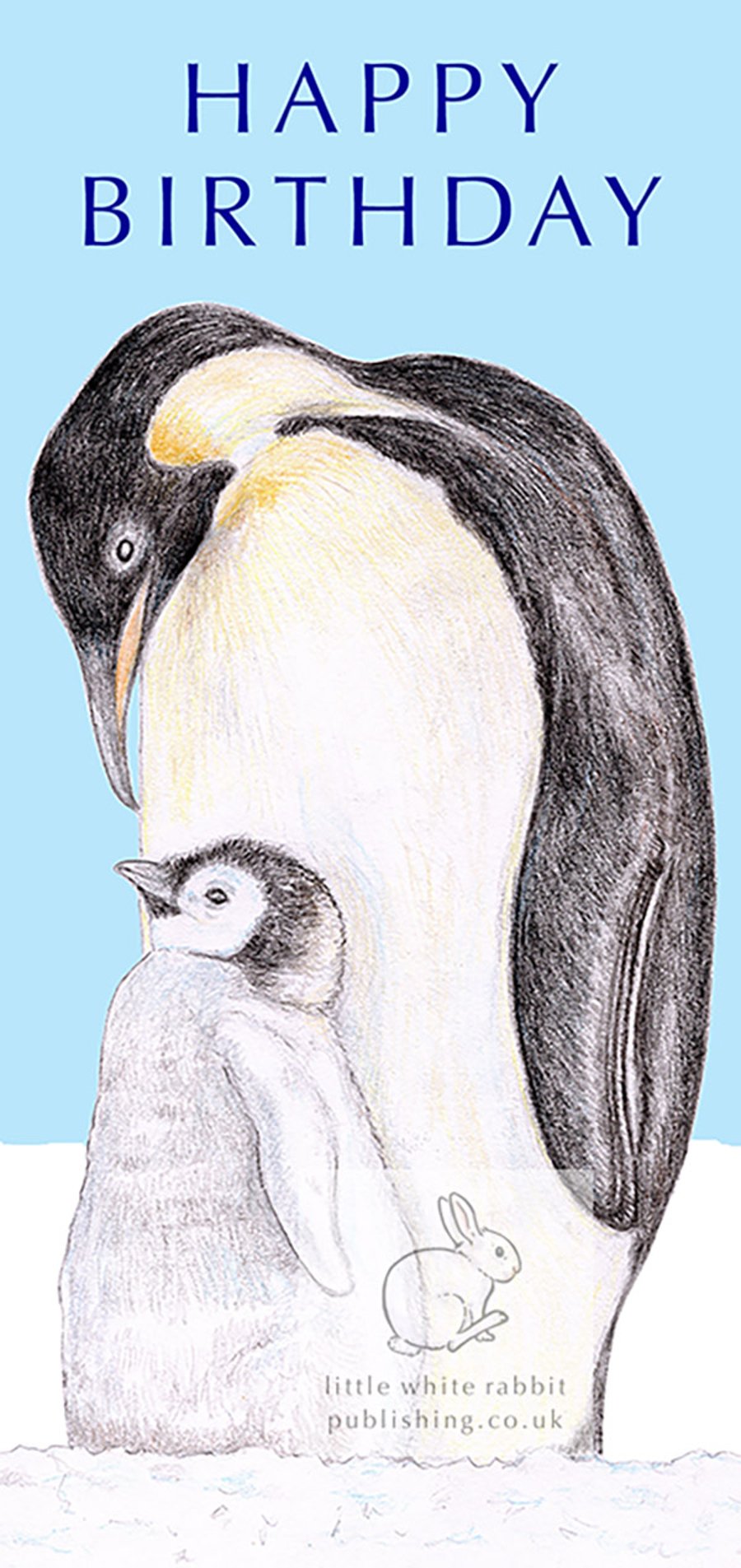 Emperor Penguin with Chick - Birthday Card