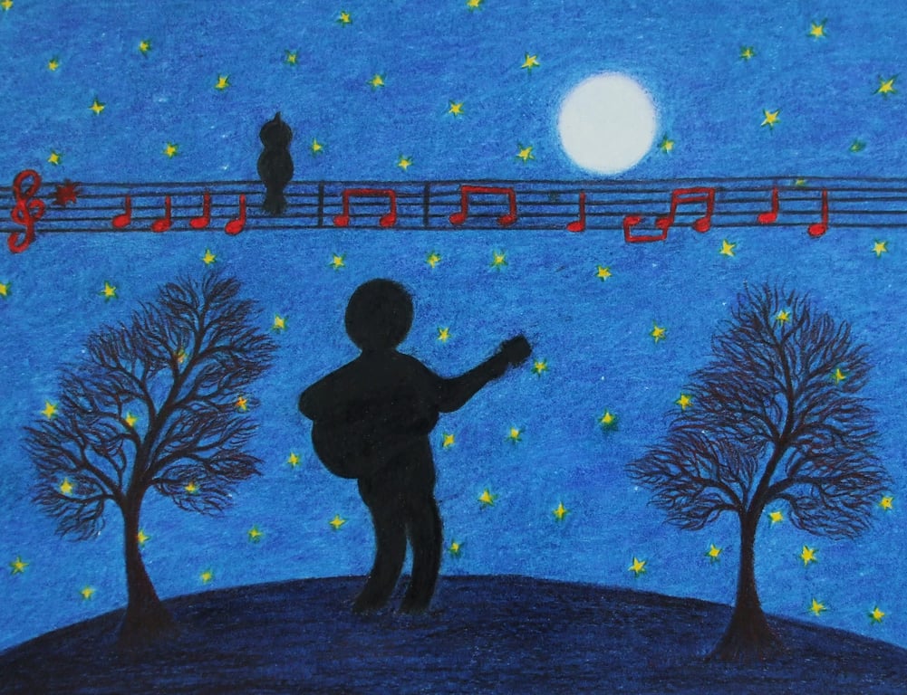 Guitar Card, Music Card, Guitarist Card, Spiritual Card, Music Art Card 