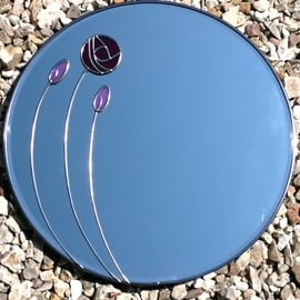 Sugar Plum is a Macintosh Inspired Stained Glass Effect 40 cm Round Wall Mirror 
