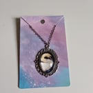 Beautiful swan photography bronze filigree pendant necklace