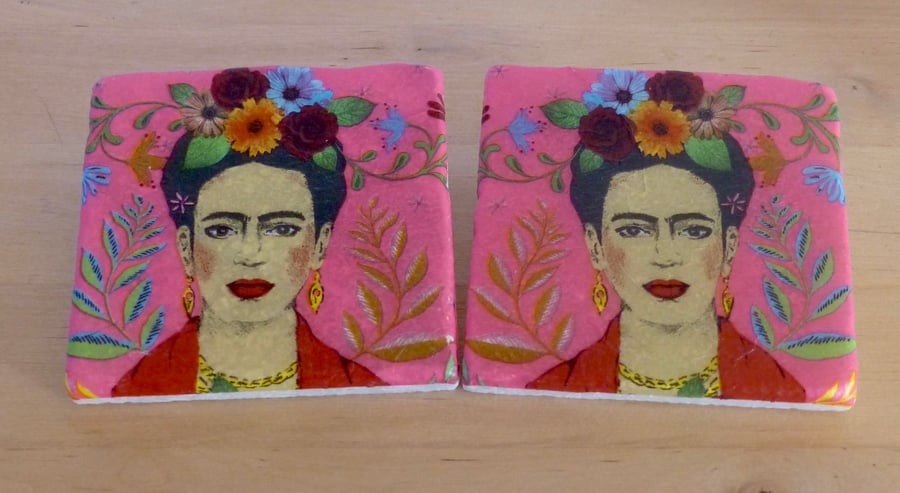 Marble 'Frida Kahlo' Coasters