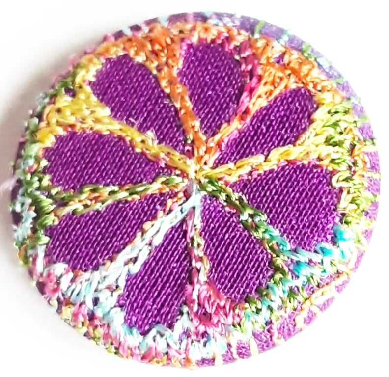 Buttons 1 inch button Hand Dyed Silks and Cottons Free Machine Embroidery Button