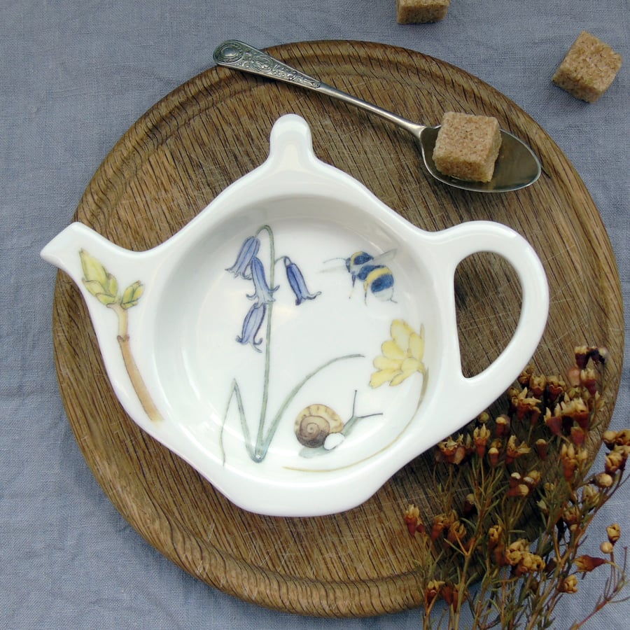 Perfectly Imperfect Fine Bone China Bluebell Teabag Tidy