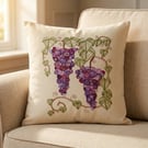 Cushion cover - Hand-Embroidered Grape Cluster Cushion