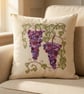 Cushion cover - Hand-Embroidered Grape Cluster Cushion