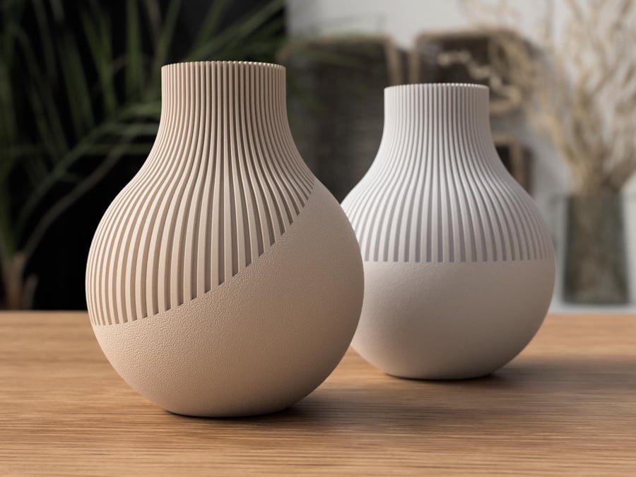 Neki Japandi Vase Ribbed Minimalist Vase Scandinavian Nordic Decor