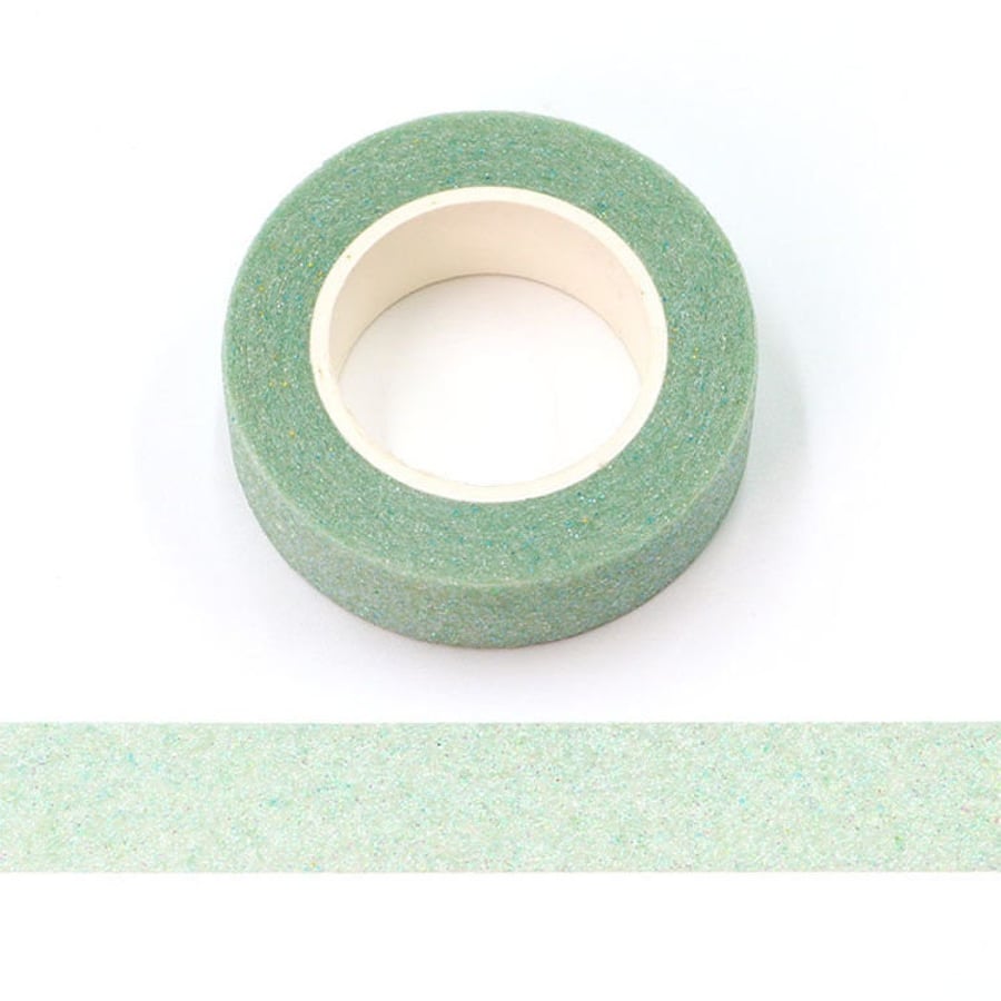 Mint Green Glitter Sparkle Washi Tape Quality Masking Tape Crafts Eco Friendly B