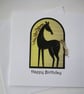 Happy Birthday Handmade card featuring a Black and Gold Horse  - Image 2