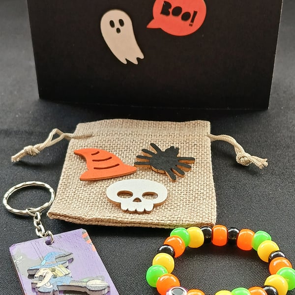 Handmade Halloween bracelet and keyring 