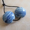 handmade lampwork glass beads, blue sea pair