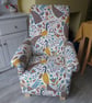 Peacocks Armchair Adult Chair Fryetts Amethyst Birds Floral Purple Statement  - Image 4
