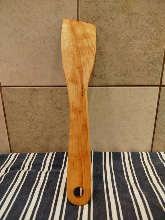 Handmade Flat Wooden Cooking Spatula - Maple 12"