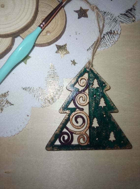Green tree shapes hanging Christmas tree decoration 