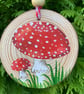 Mushroom Hand Painted Wood Slice Decoration, Fly Agaric Mushroom - Image 2