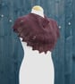 Natural black Shetland wool & cerise cotton lace edged scarf shawl - design S122 - Image 1