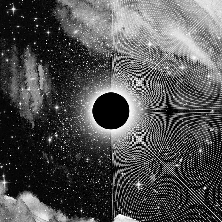 'Eclipse' Print: Eclipse Art, Sun, Moon, Stars, Celestial Illustration