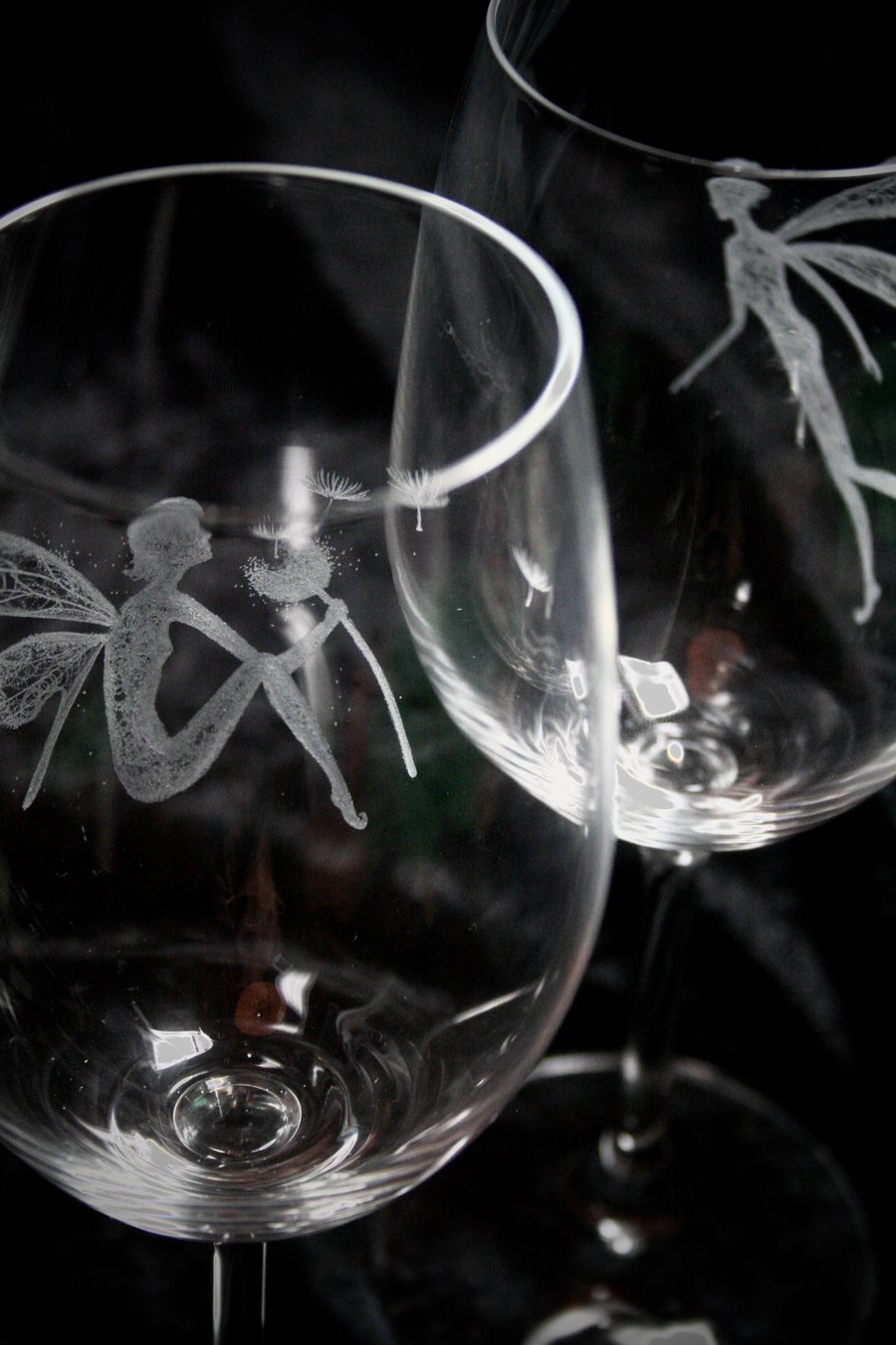 Pair of Hand Engraved Fairy Glasses