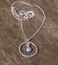 Hammered Silver Pebble Ring Pendant Necklace, Handmade Silver Jewellery