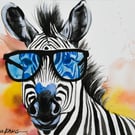 Watercolour Painting of a Zebra on Paper and Framed (One of a Kind) No.1