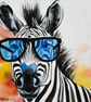 Watercolour Painting of a Zebra on Paper and Framed (One of a Kind) No.1
