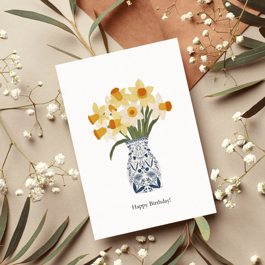 Daffodils Greeting Card, Daffodils Birthday Card, Thank you Card