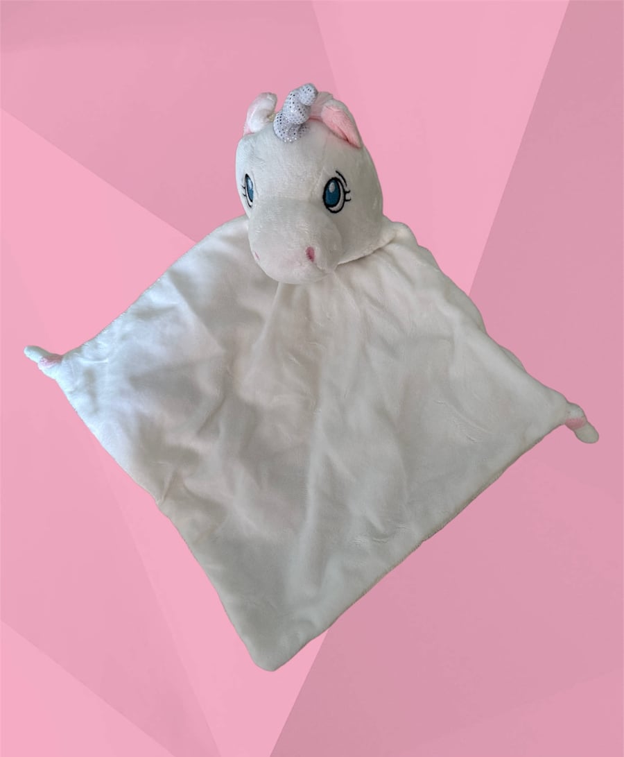 Personalised custom embroidered white unicorn comforter blankie blanket- ideal g