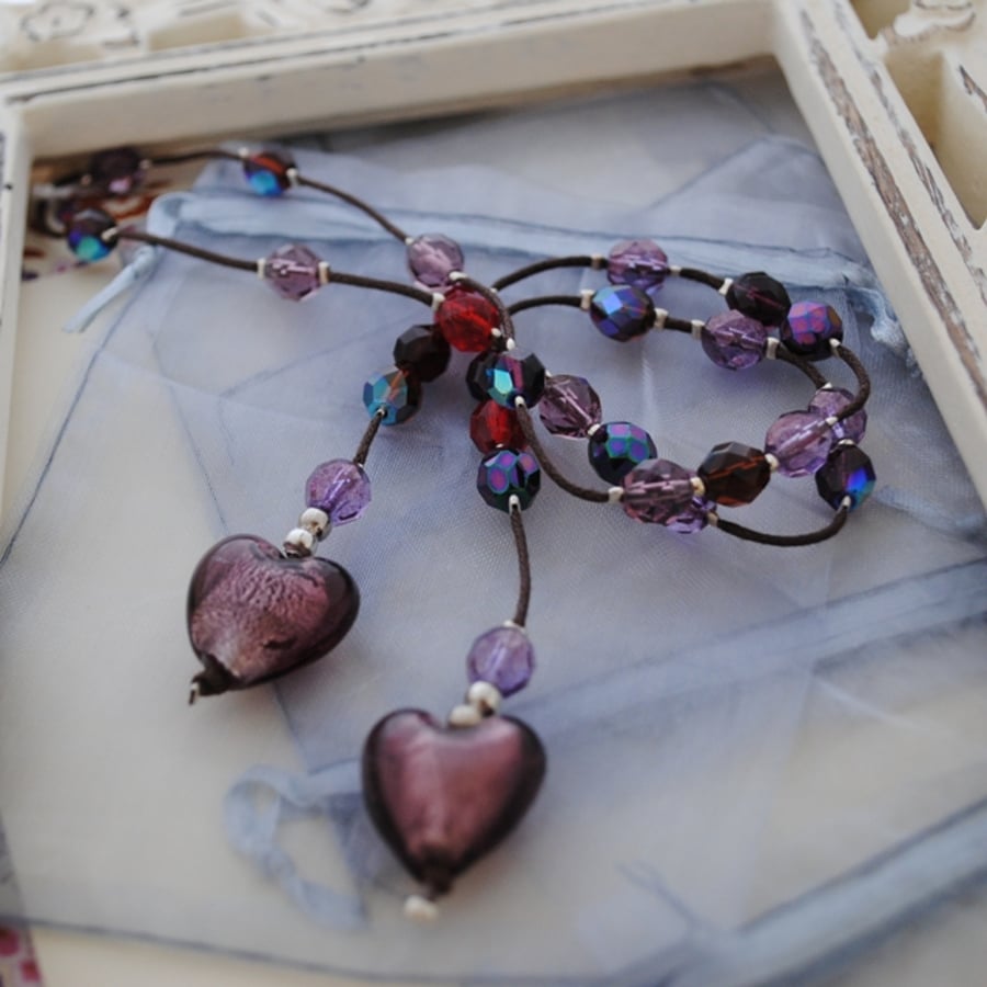 Sale-Ruby & Amethyst Lariat necklace