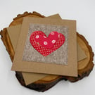 Two appliqué red heart design card