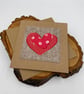 Two appliqué red heart design card - Image 1