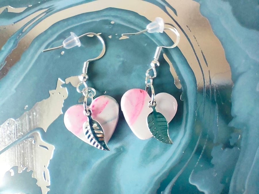 Cute Pink Heart Polymer Clay Earrings
