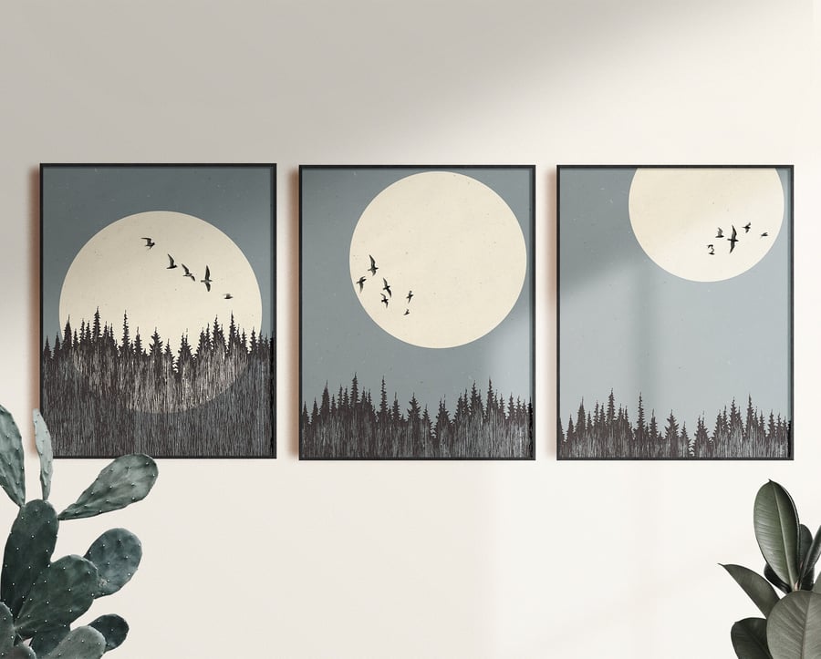 Set of 3 Moon Prints