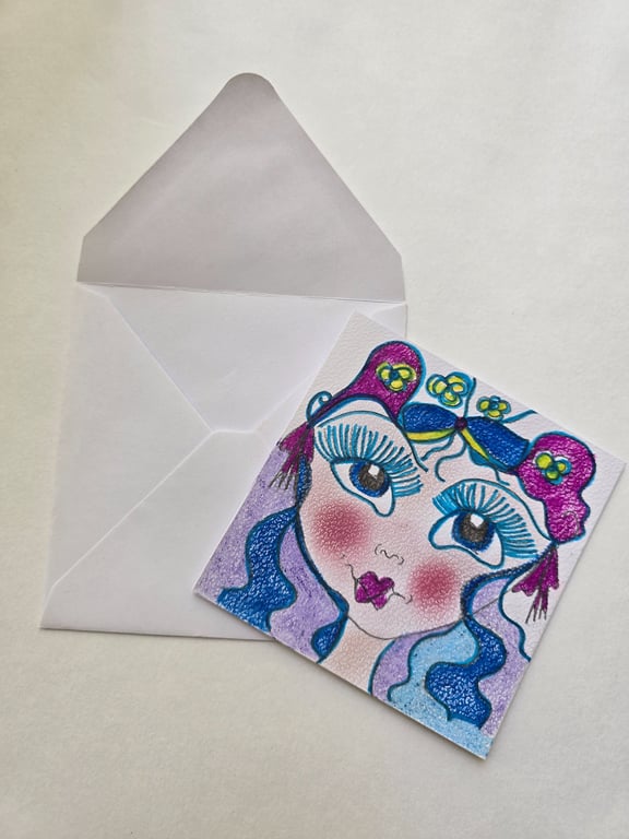 Original Whimsical Fairy Art Greeting Card