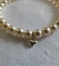 Pearl Bracelet with Puffed Heart Charm - Image 2