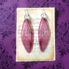 Dark Pink Iridescent Fairy Wing Sterling Silver Earrings