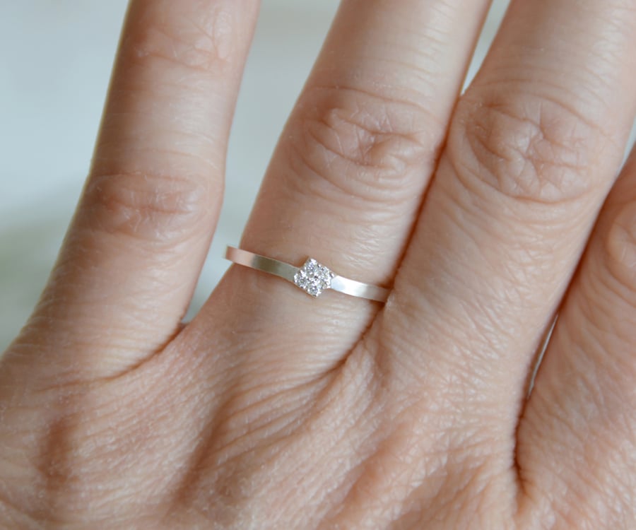 Slim Diamond Engagement Ring in Sterling Silver, Seconds Sunday