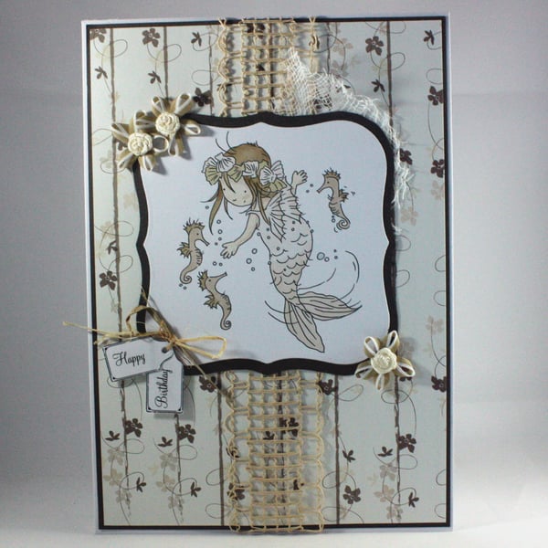 Handmade birthday card - the mermaid